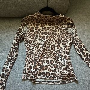 See You Monday Brown and Tan Fitted Long Sleeve Blouse